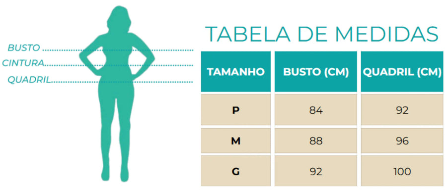 Tabela de medidas - Biquini Florianópolis